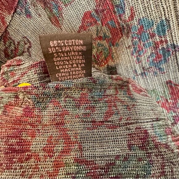 April Cornell Floral Shimmering Rose Metallic Long Duster Jacket| L - Picture 12 of 12